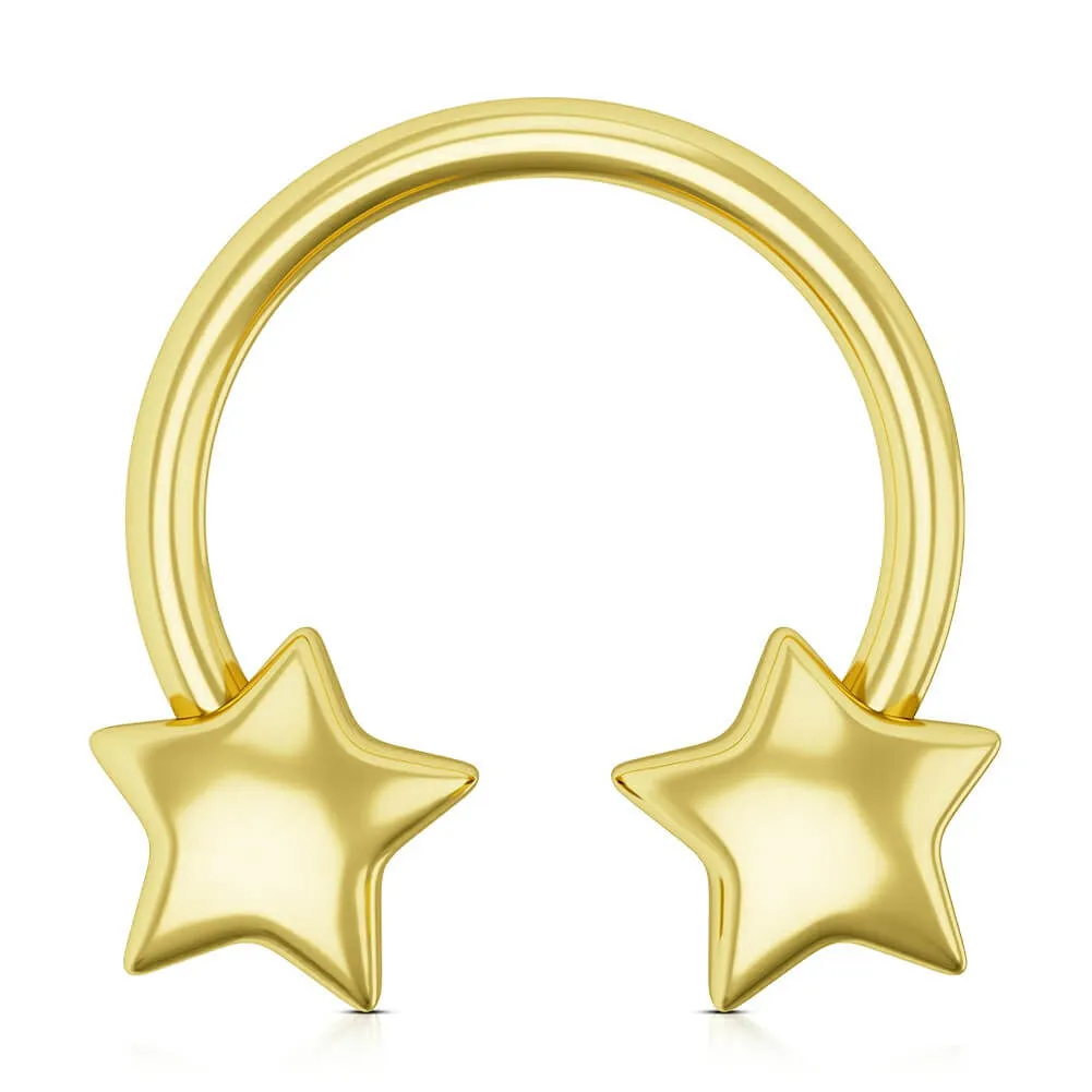 16G 3D Star Shaped Horseshoe Ring