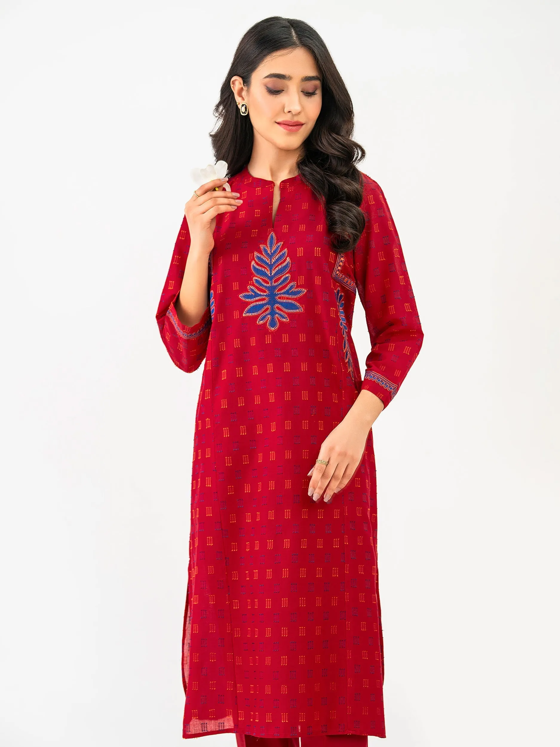 2 Piece Jacquard Suit-Embroidered (Pret)