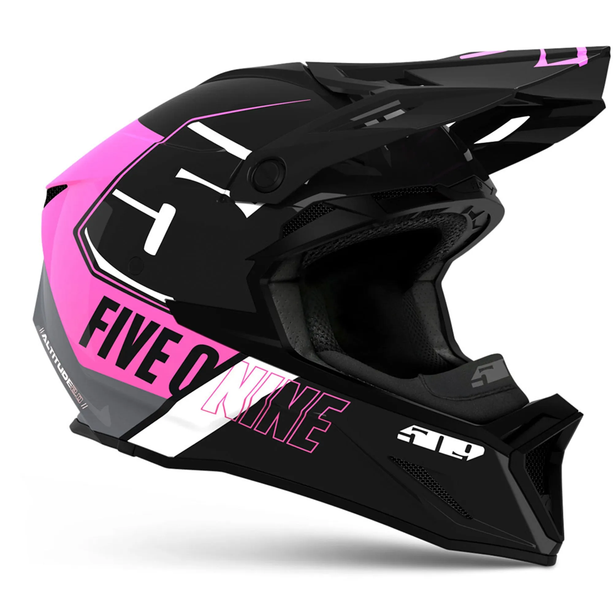 509  Altitude 2.0 Snowmobile Helmet Fidlock Strap Open Face Racing Pink FMVSS 218