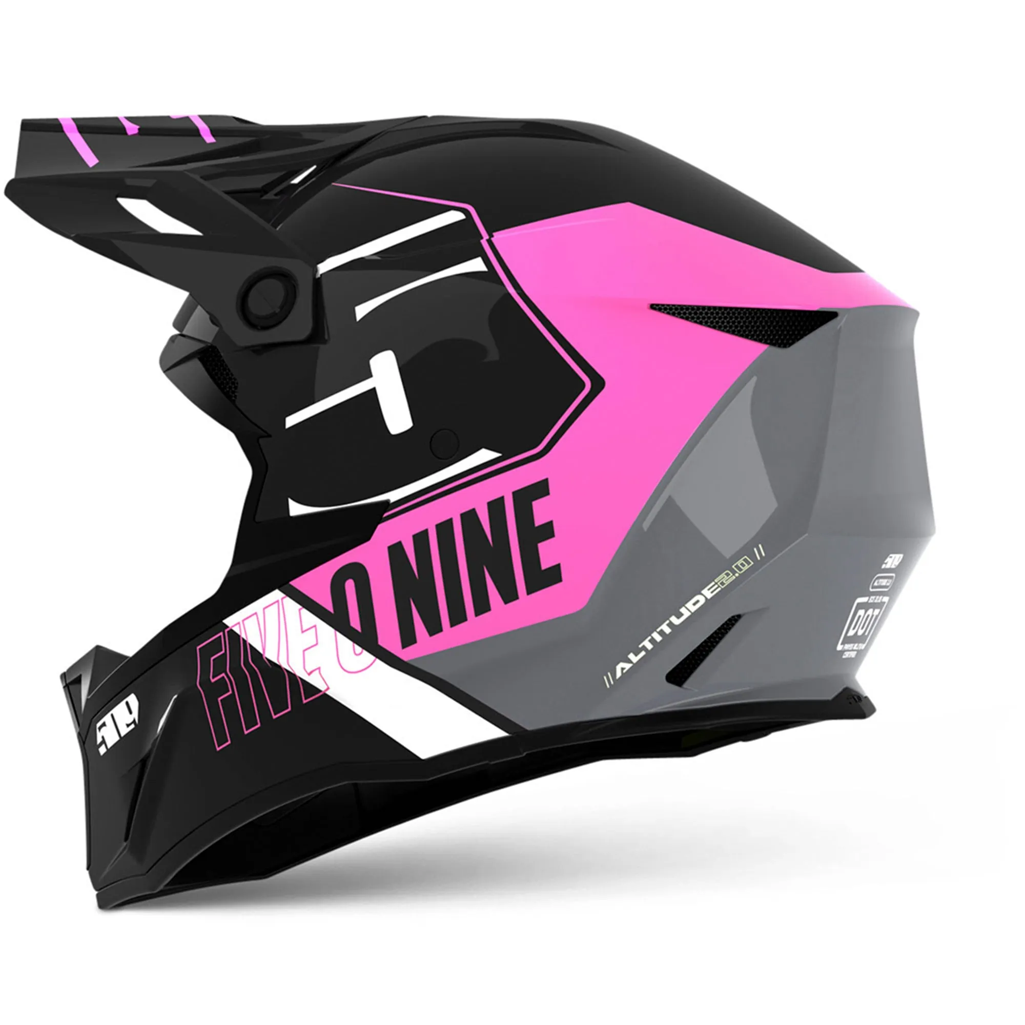 509  Altitude 2.0 Snowmobile Helmet Fidlock Strap Open Face Racing Pink FMVSS 218