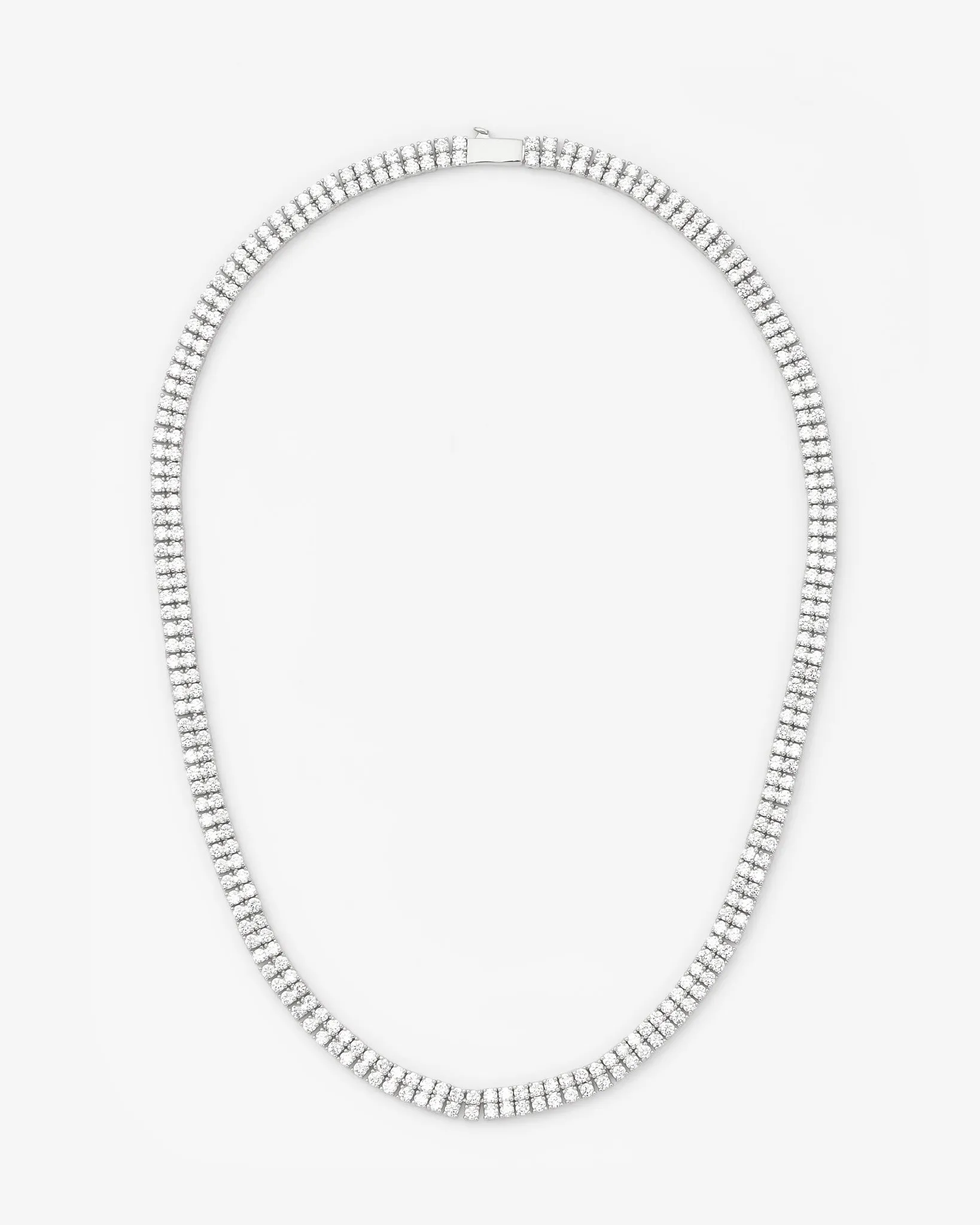 5mm Double Row Tennis Chain - White Gold