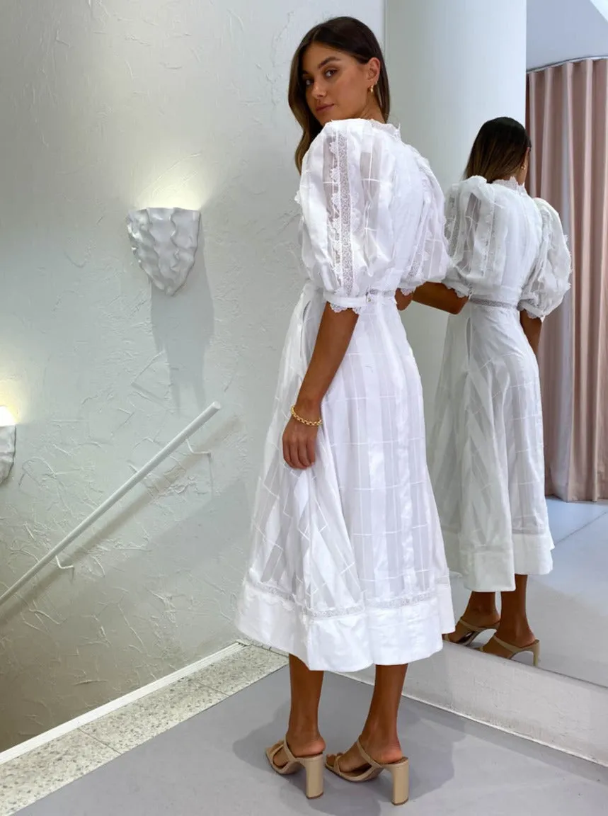 Acler Grampian Dress in Ivory Check