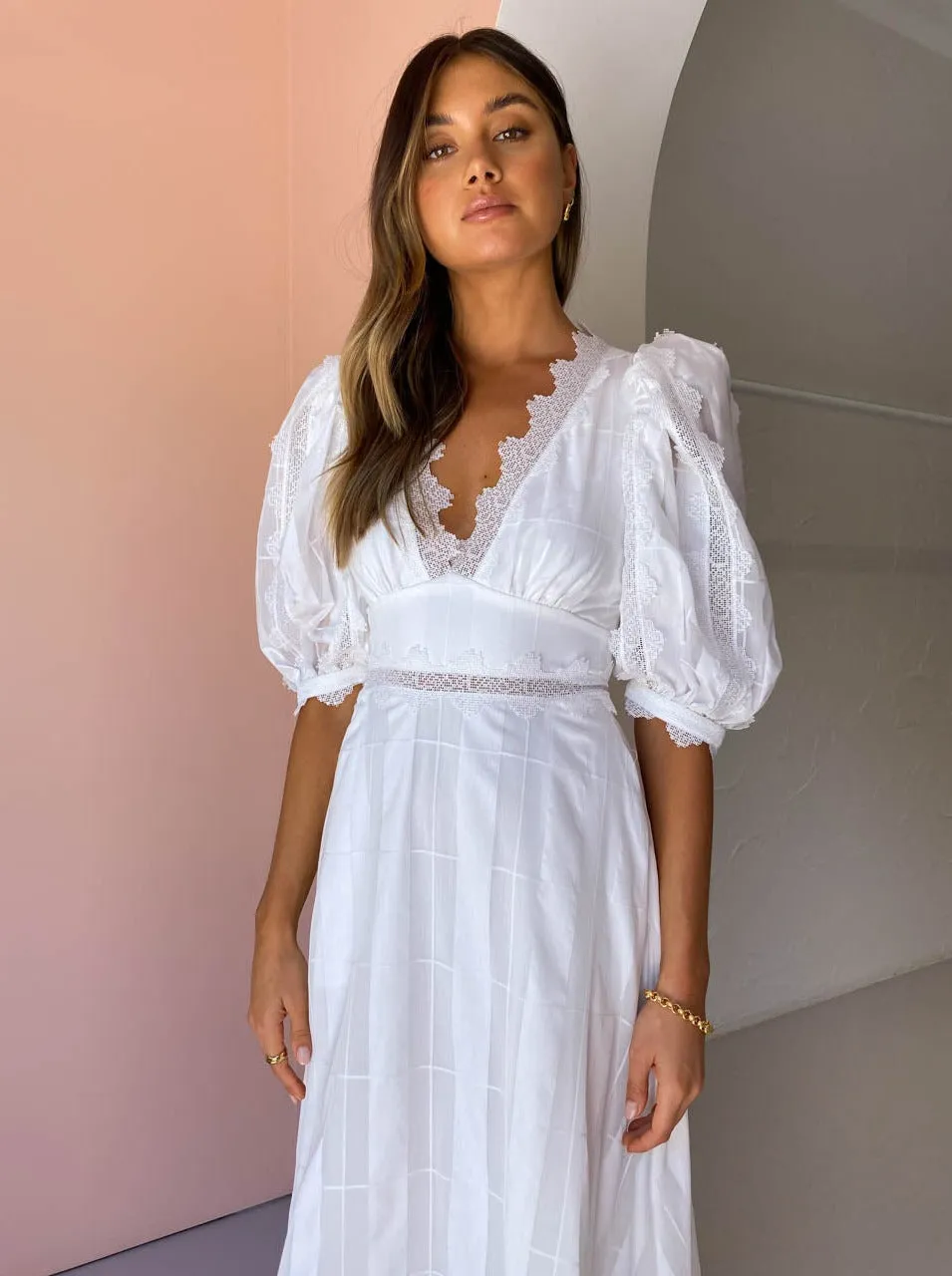Acler Grampian Dress in Ivory Check