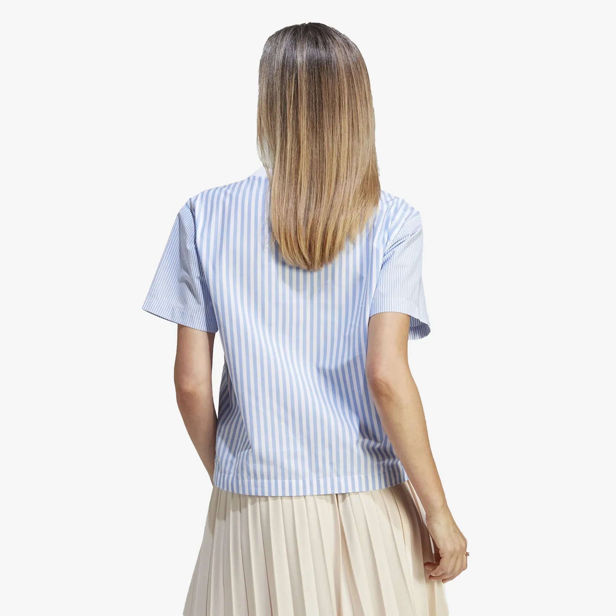 Adidas Originals | WMN'S PREMIUM ESSENTIALS POPLIN TEE  { WHITE/BLUE