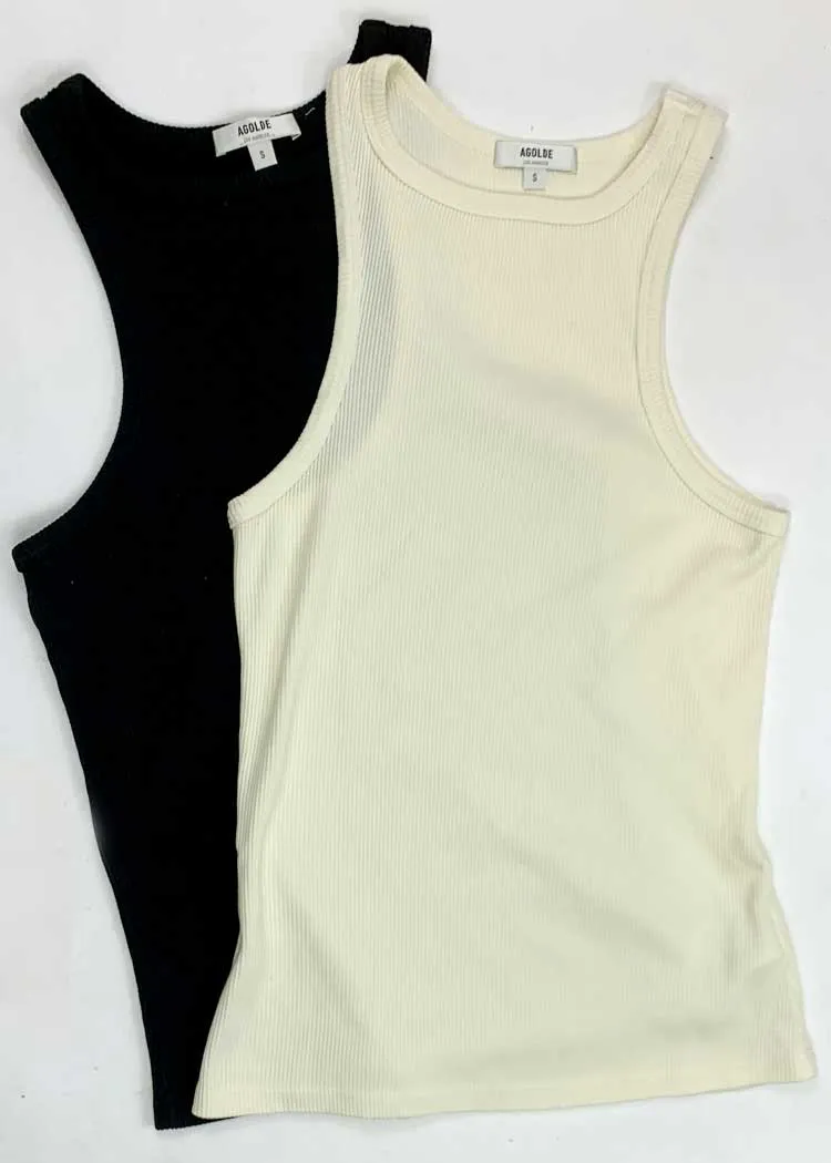 Agolde Organic Cotton Rib Ivory Tank - Paste