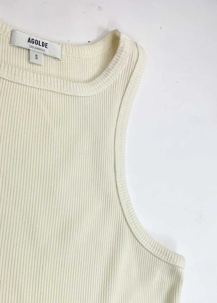 Agolde Organic Cotton Rib Ivory Tank - Paste