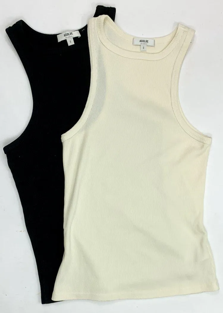 Agolde Organic Cotton Rib Tank - Black