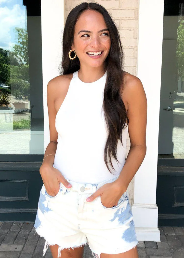 Agolde Rianne High Neck Racerback Bodysuit - White