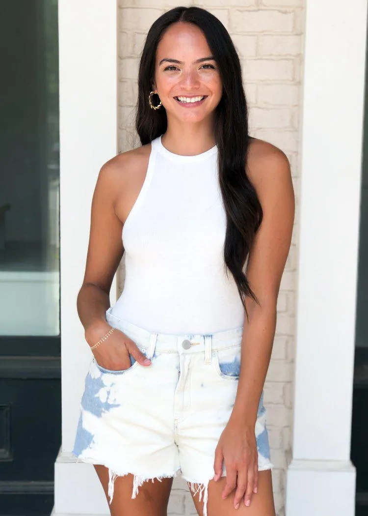 Agolde Rianne High Neck Racerback Bodysuit - White