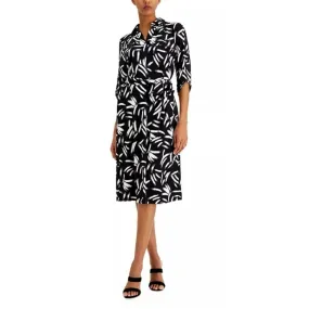 Alfani Printed Tie-Waist Shirt dress Petite Medium
