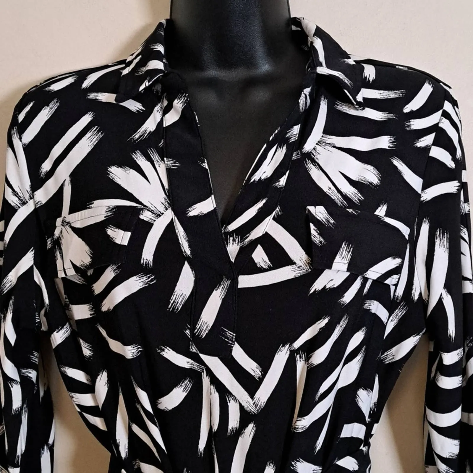 Alfani Printed Tie-Waist Shirt dress Petite Medium