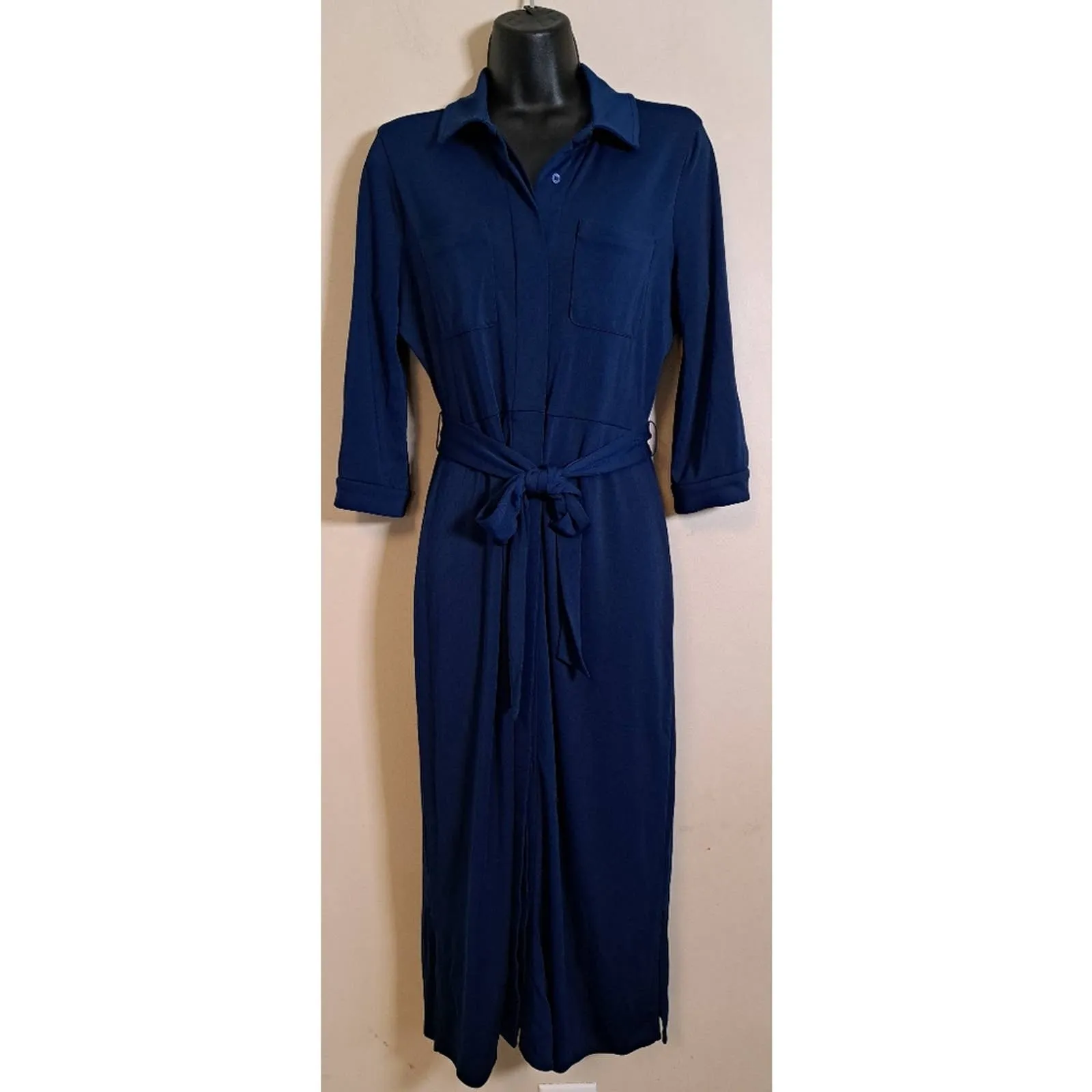 Alfani Tie Waist Shirt dress Navy Small
