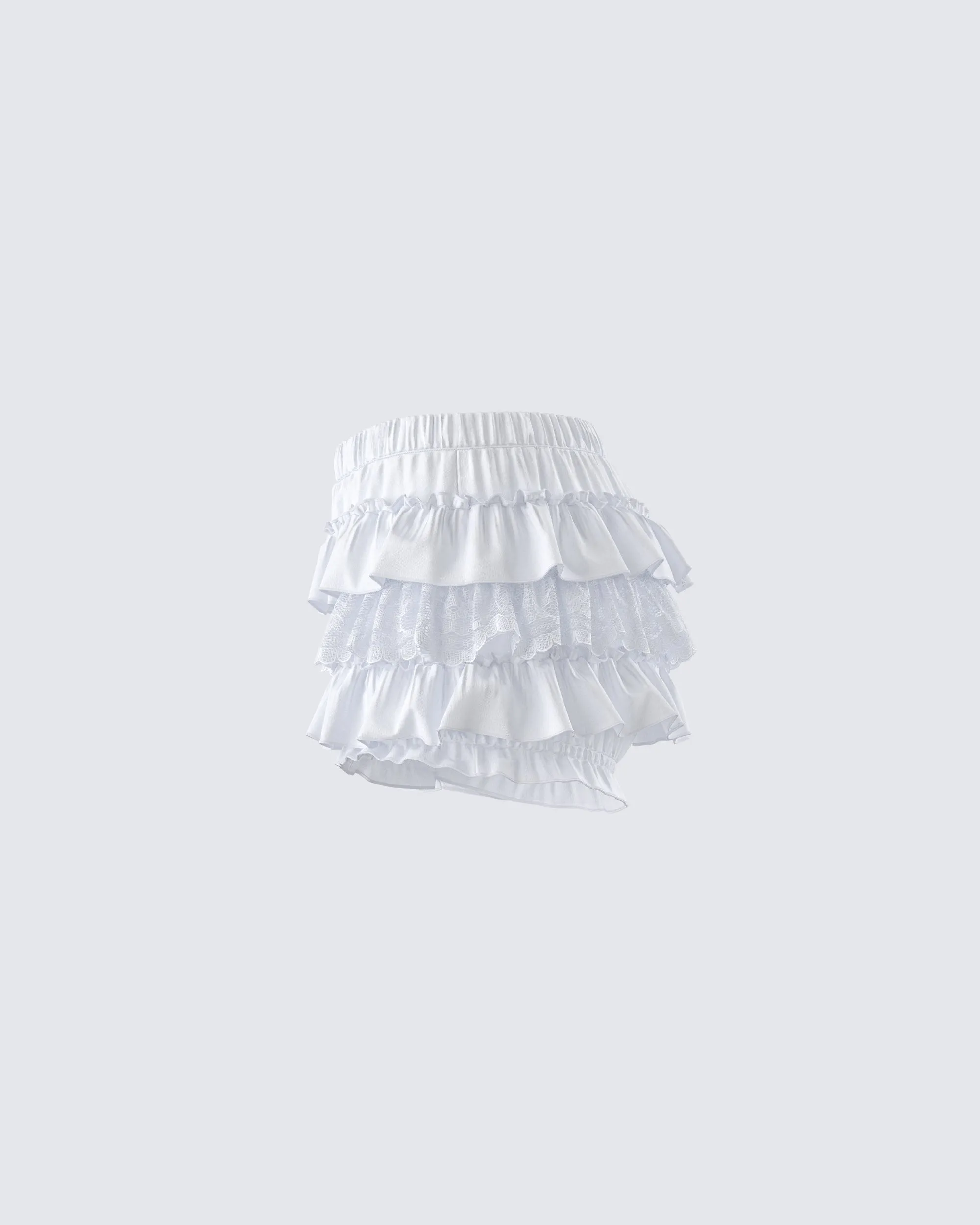 Amia White Ruffle Bloomer Micro Skort