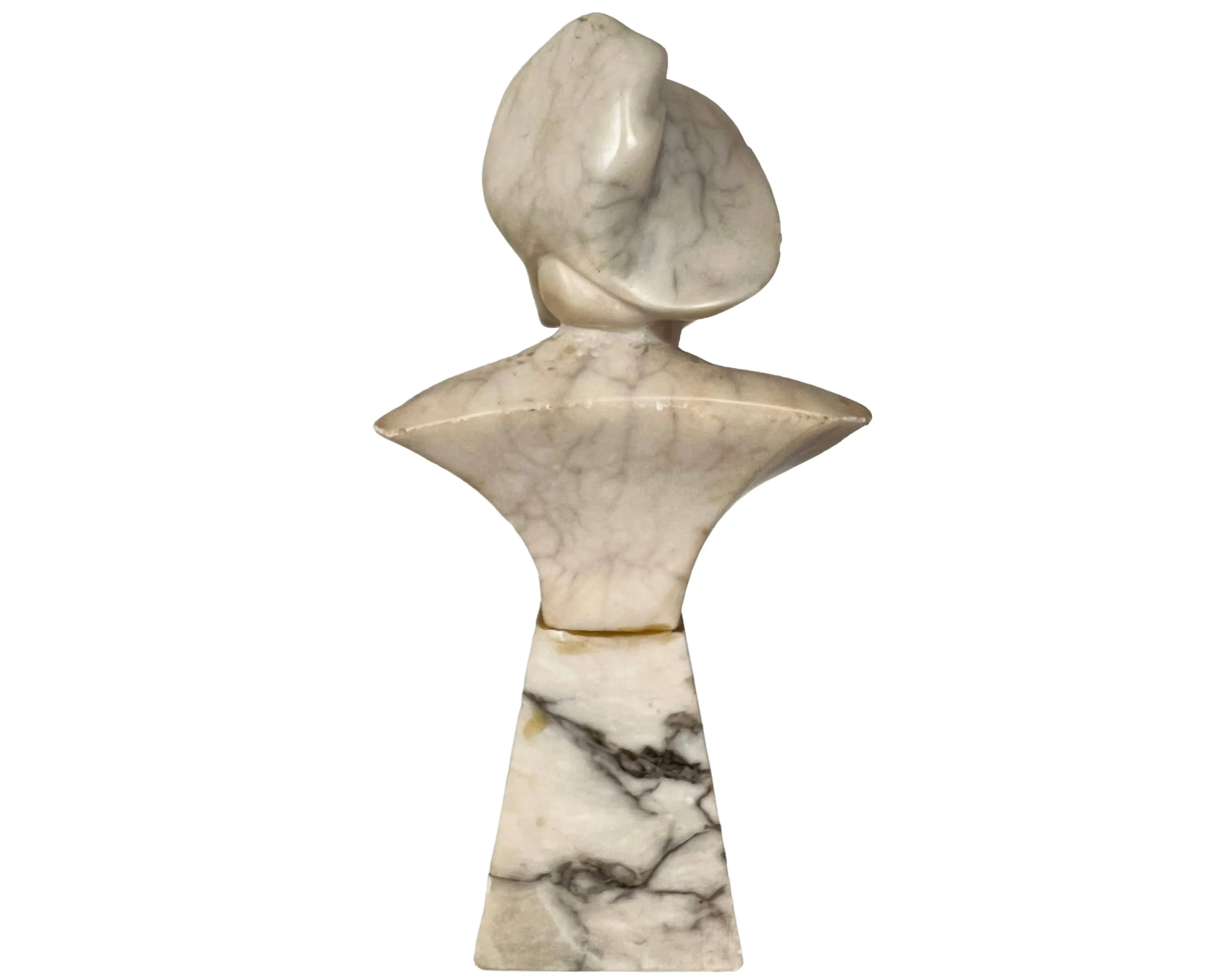 Antique Alabaster Bust Renaissance Woman Unsigned Sculpture on Pedestal