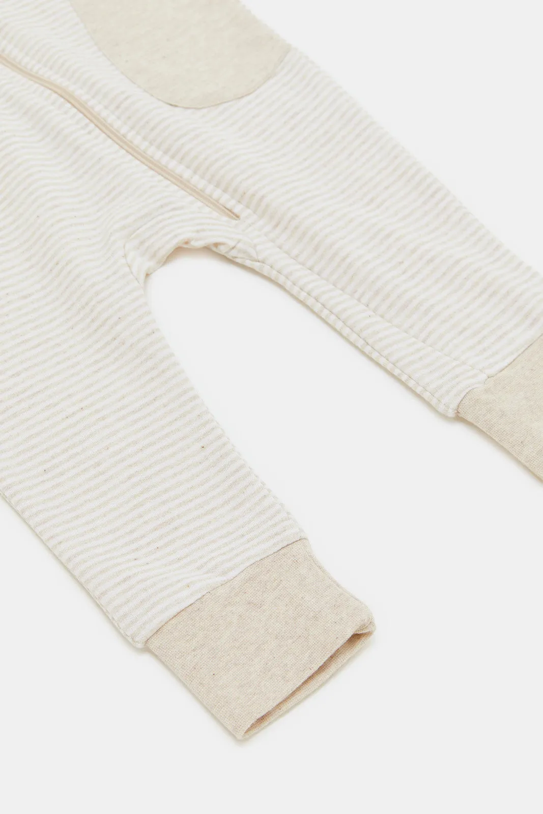 Babies Beige Stripe Zipper Romper