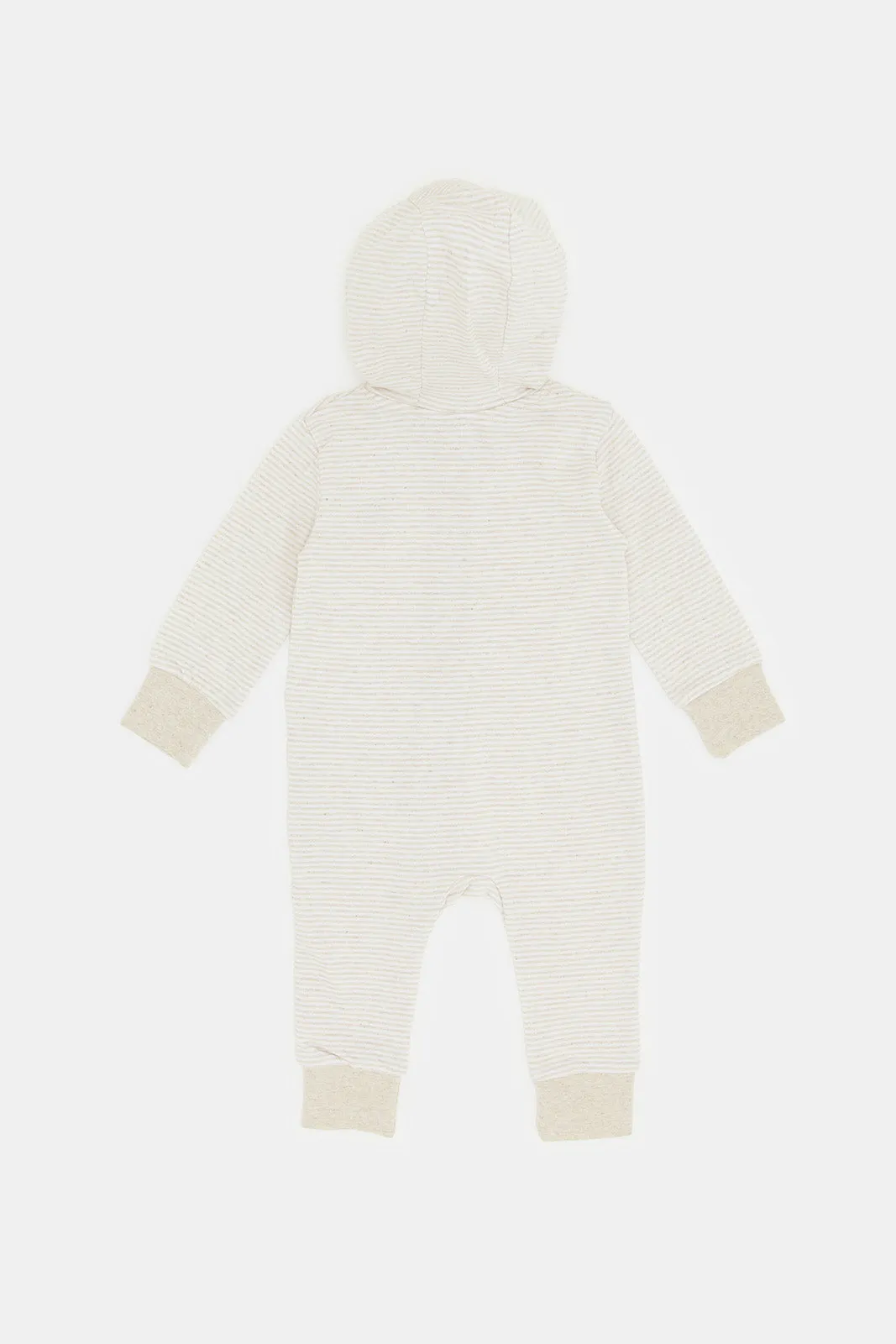 Babies Beige Stripe Zipper Romper