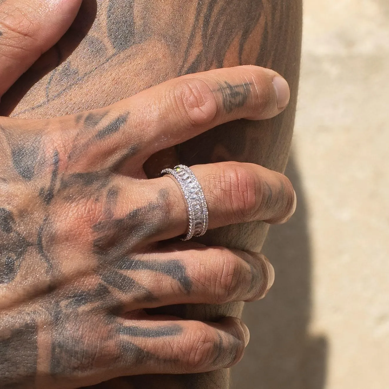 Baguette Prong Band Ring - White Gold