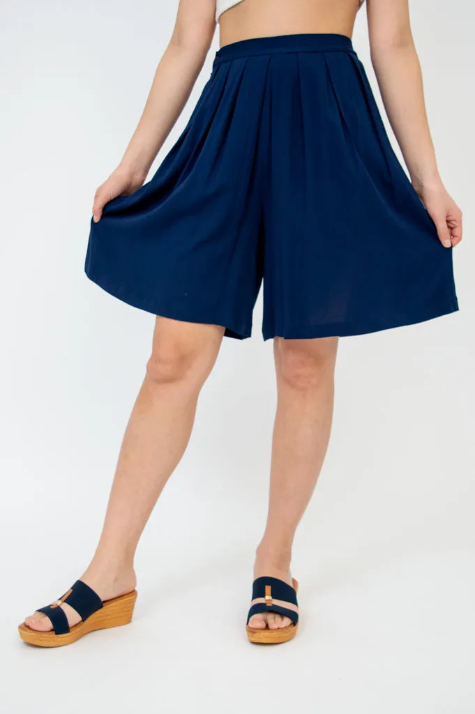 Betty Shorts, Indigo, Linen Bamboo