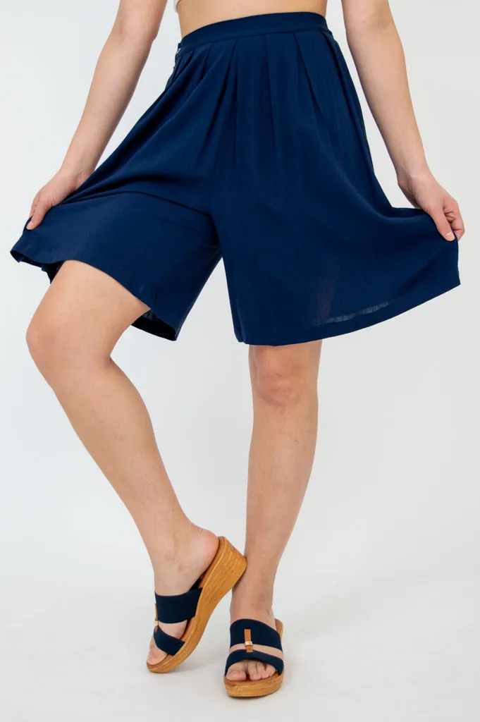 Betty Shorts, Indigo, Linen Bamboo