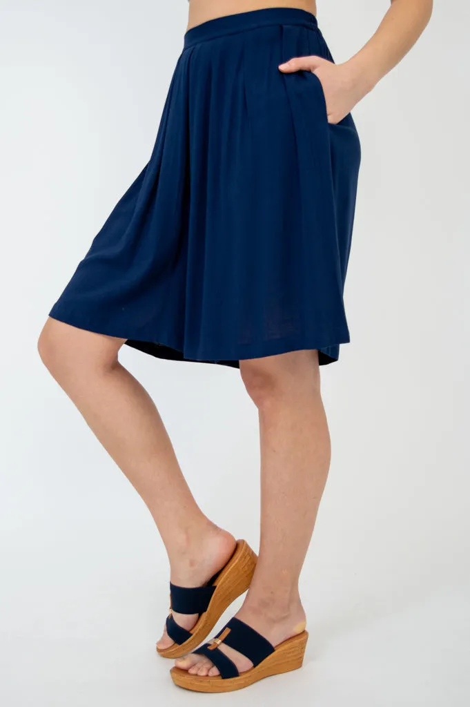 Betty Shorts, Indigo, Linen Bamboo