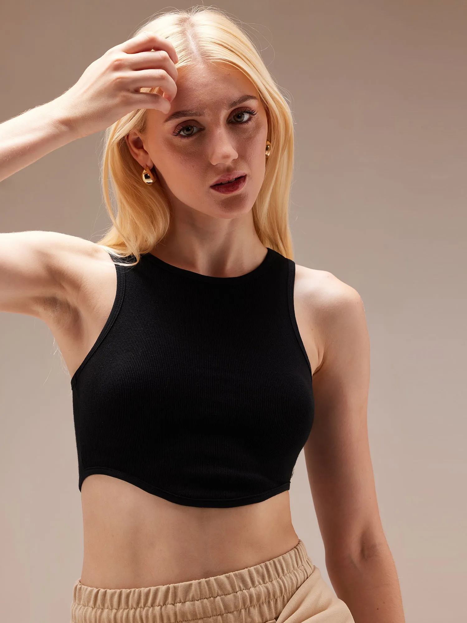 Black All Day Rib Top