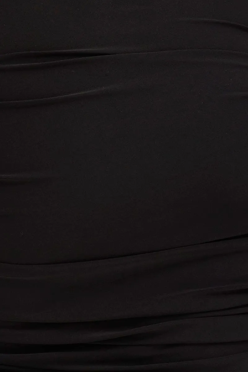 Black Asymmetric Ruched Jersey Skirt