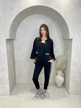 Black Leopard Trim Jacket