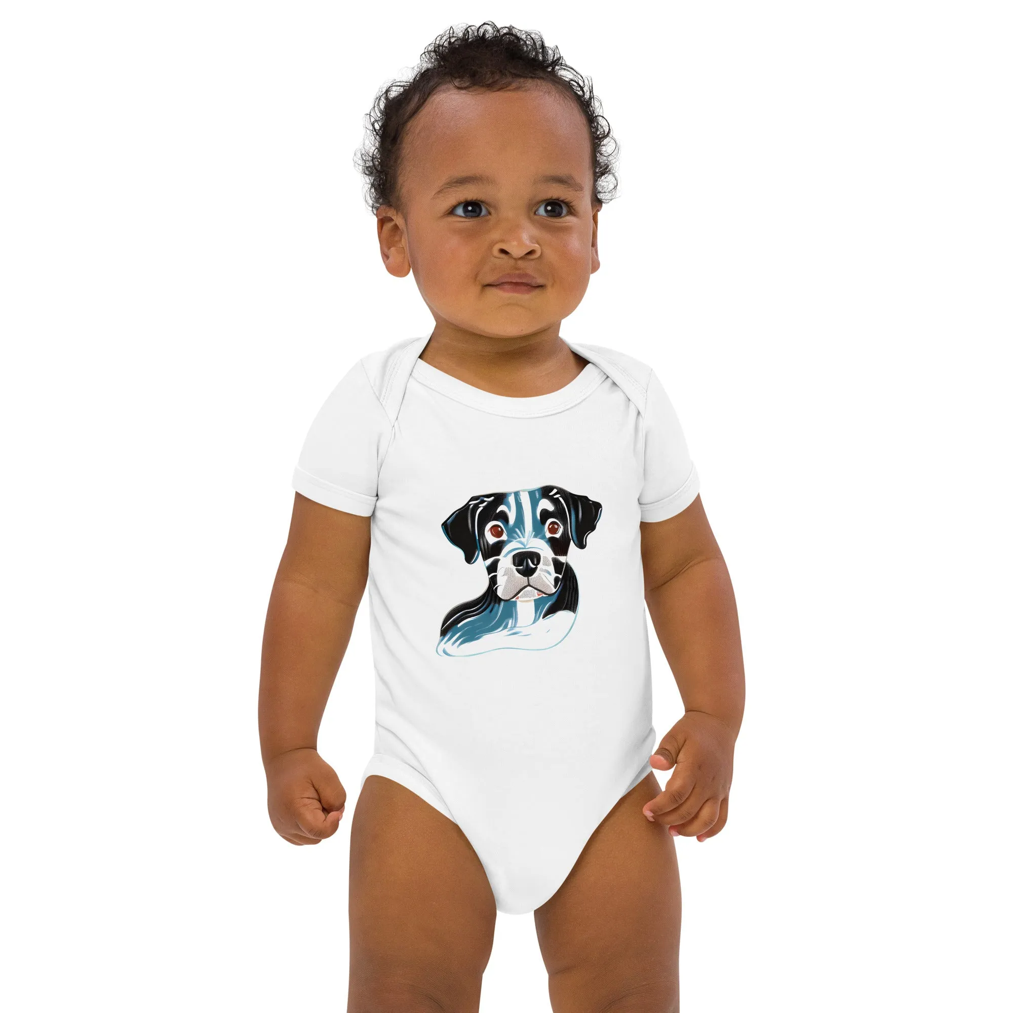 Blue Dog Print Organic Cotton Baby Bodysuit - Sustainable Fashion for Your Bundle of Joy