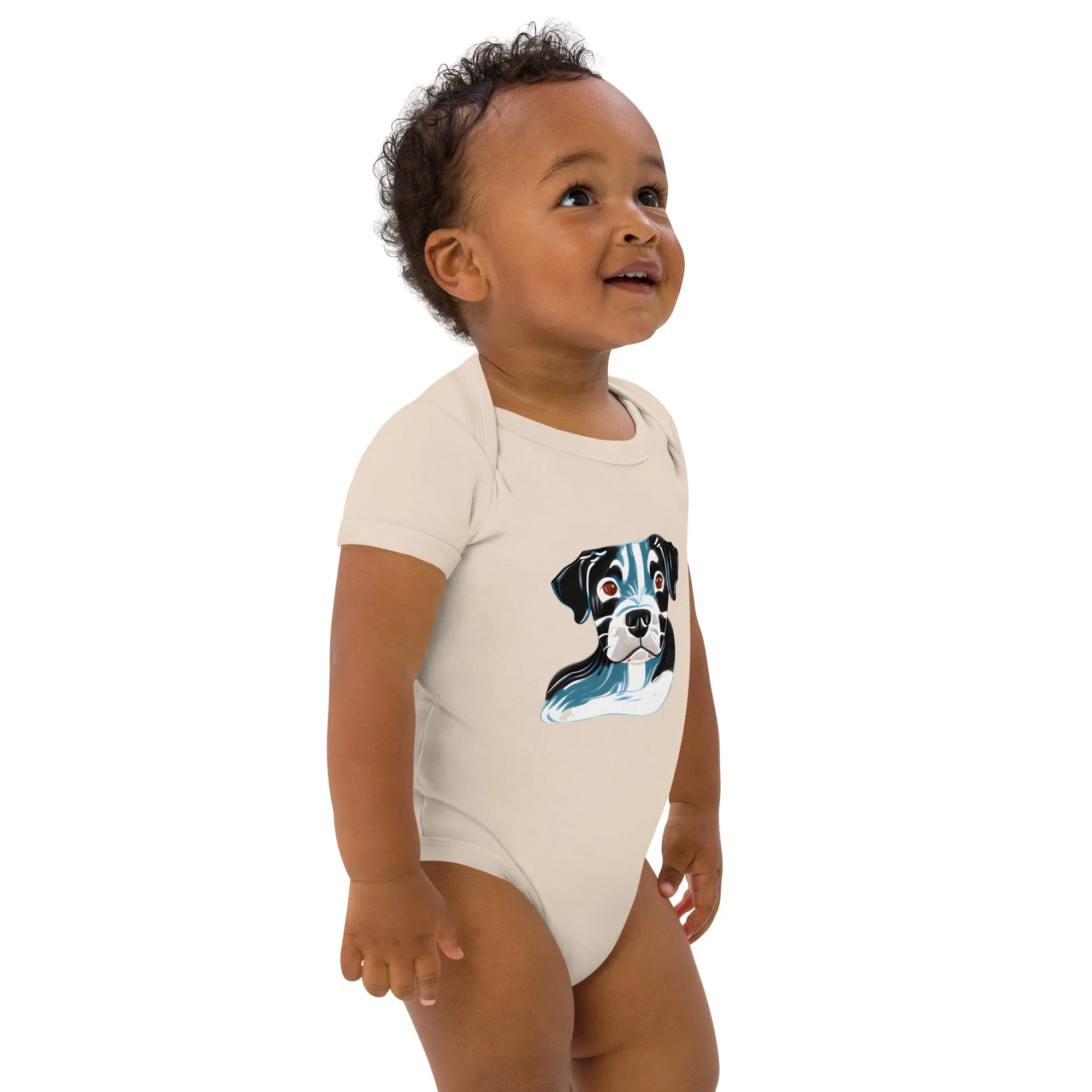 Blue Dog Print Organic Cotton Baby Bodysuit - Sustainable Fashion for Your Bundle of Joy