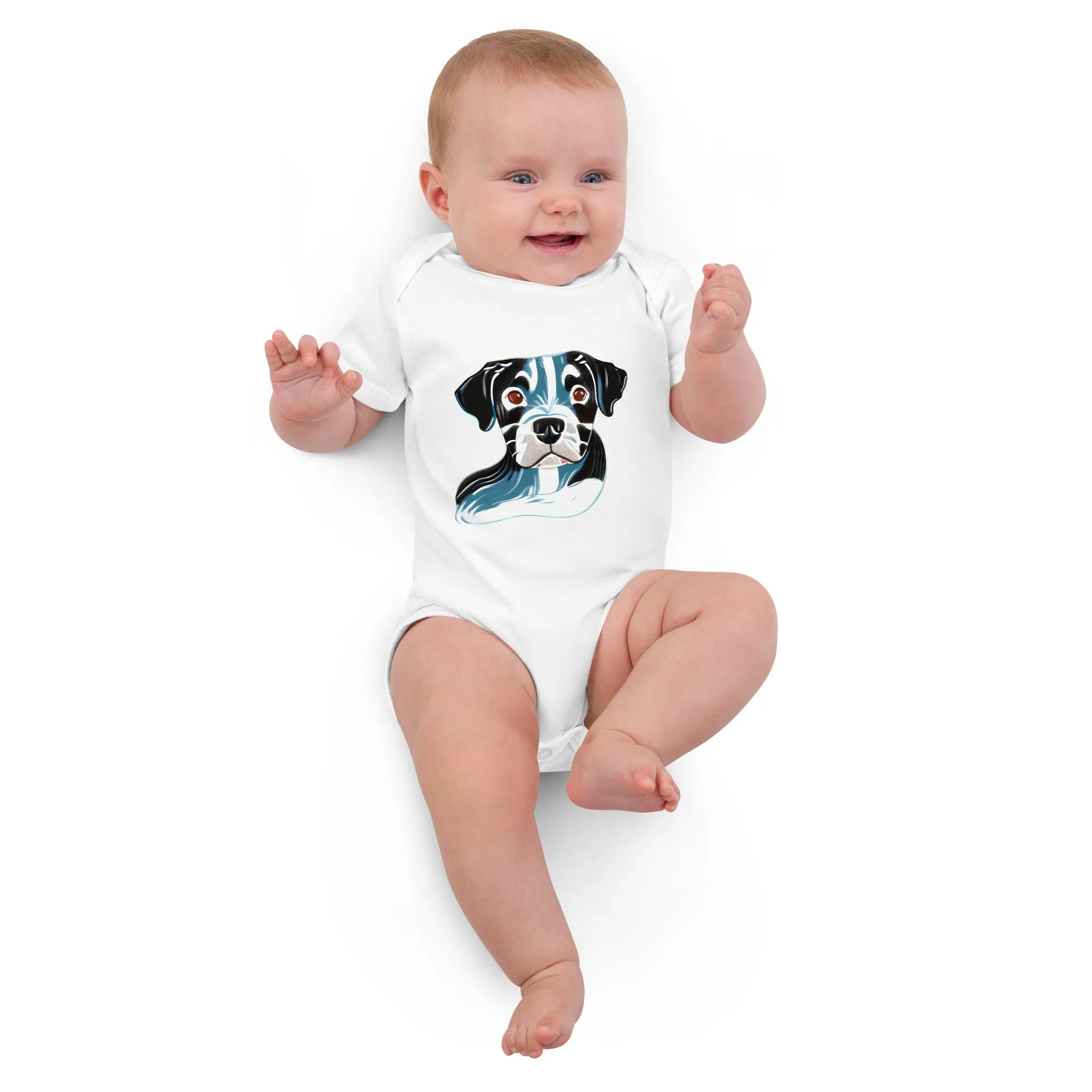 Blue Dog Print Organic Cotton Baby Bodysuit - Sustainable Fashion for Your Bundle of Joy