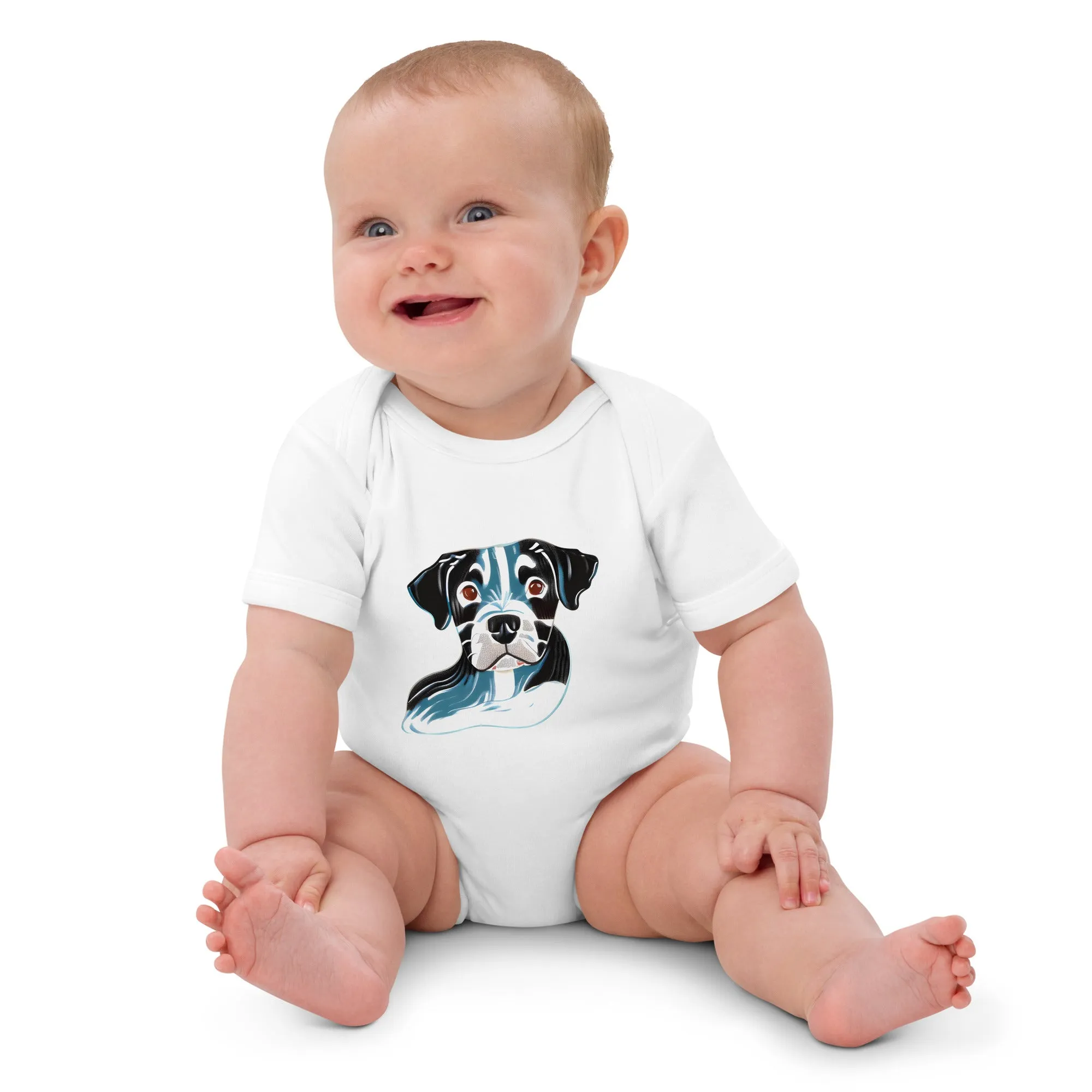 Blue Dog Print Organic Cotton Baby Bodysuit - Sustainable Fashion for Your Bundle of Joy