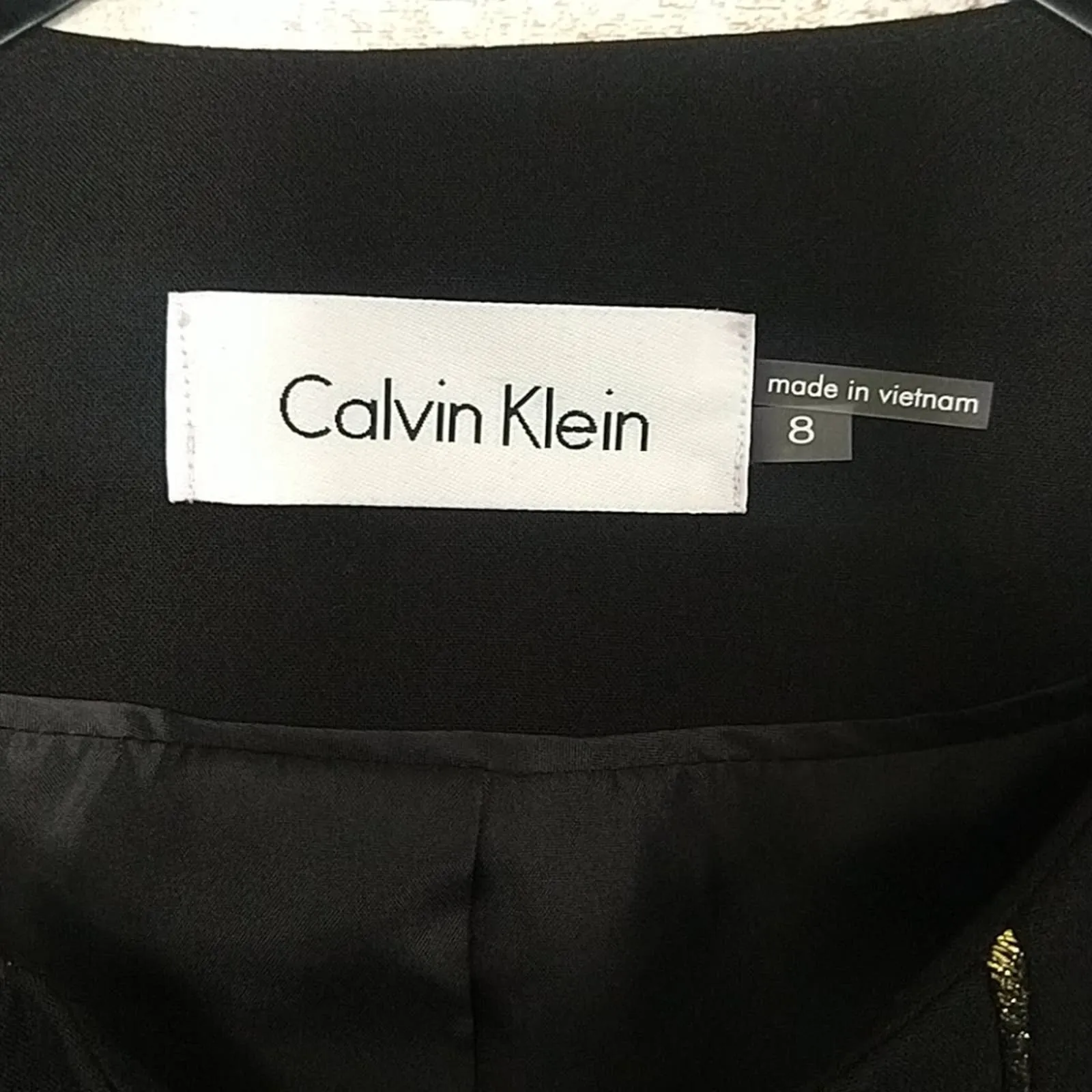 Calvin Klein Zipper Blazer Jacket 8 Black Gold