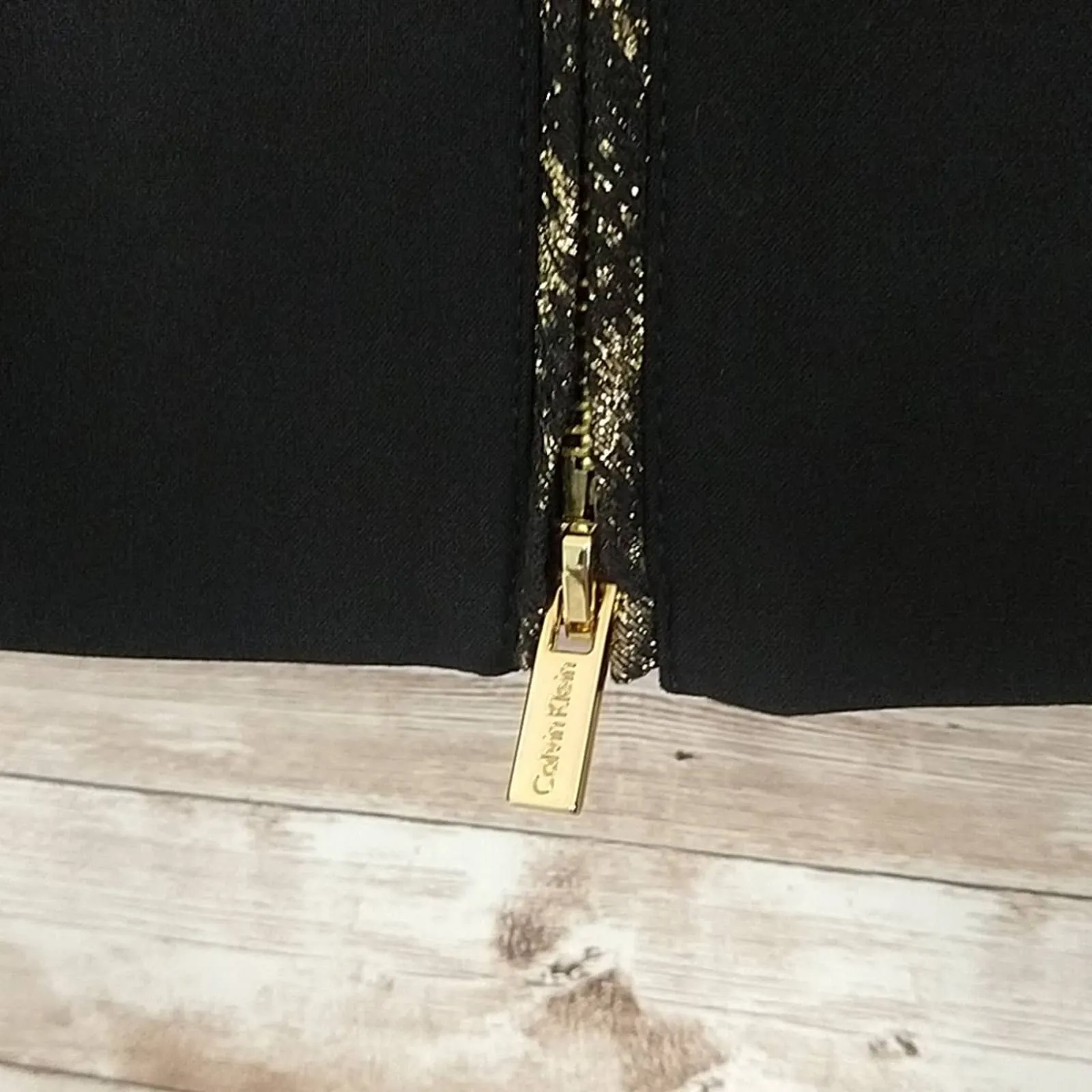 Calvin Klein Zipper Blazer Jacket 8 Black Gold