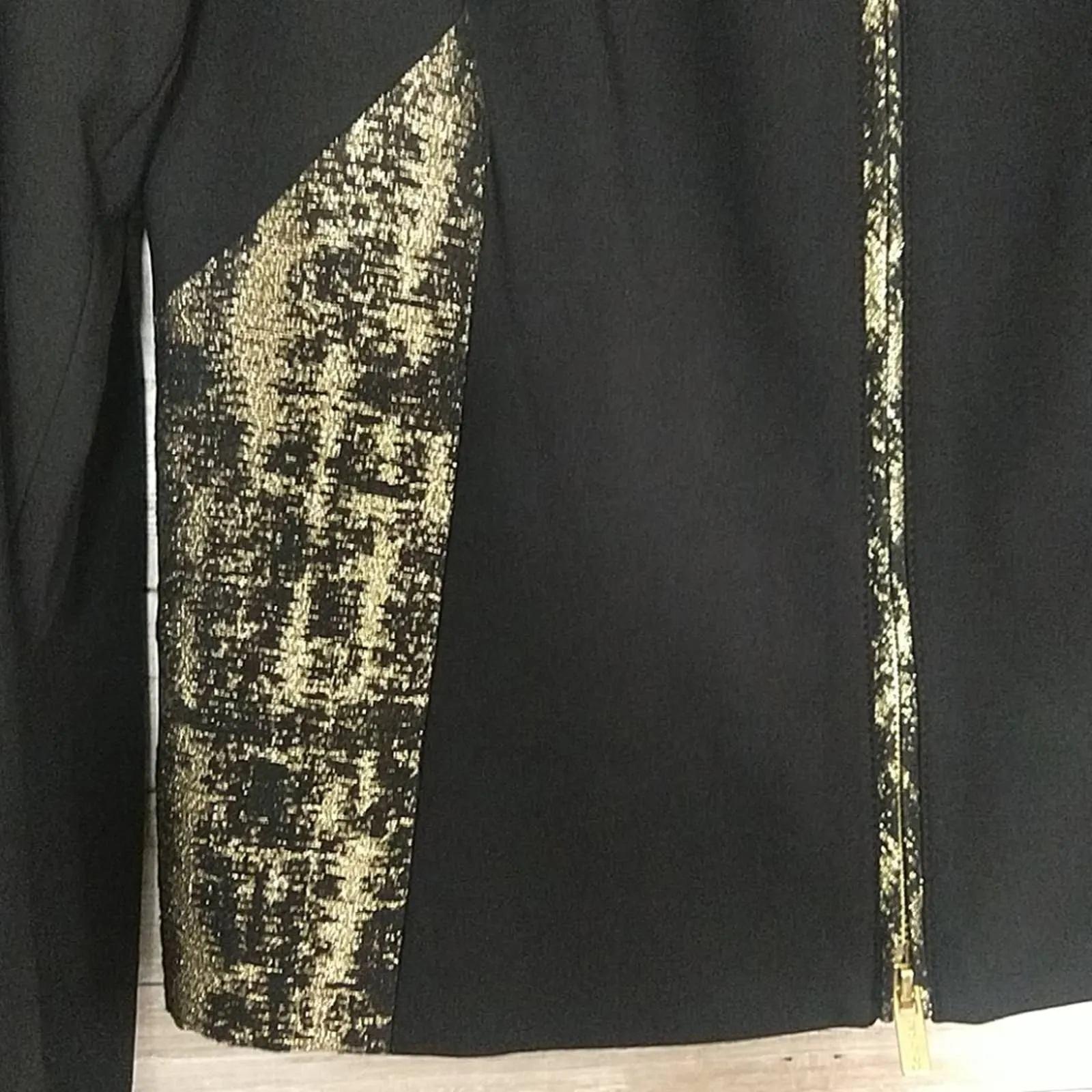 Calvin Klein Zipper Blazer Jacket 8 Black Gold