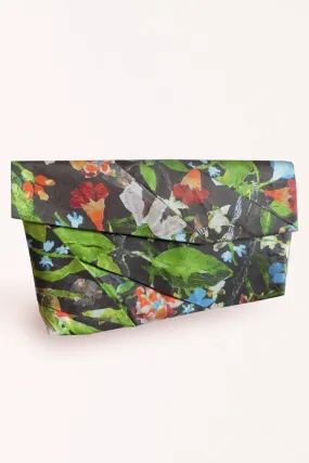 Complex Pleats Linen Clutch Bag / Print