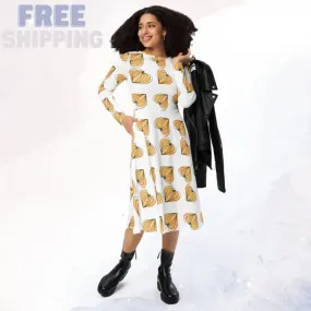 Cute Pumpkin Heart Fall Party Dress with Long Sleeves for Girlfriend or Teacher