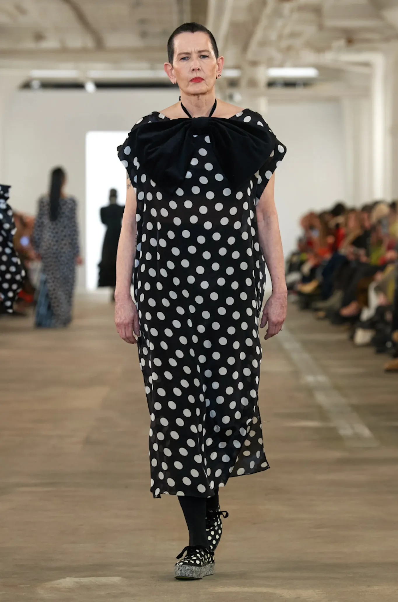 Dancer's Caftan in Black and White Polka Dot