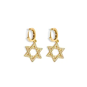 Diamond Star of David Earrings - Gold Filled