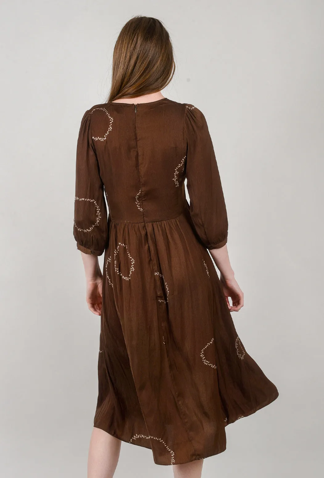 Dotted Circle Midi Dress, Chocolate
