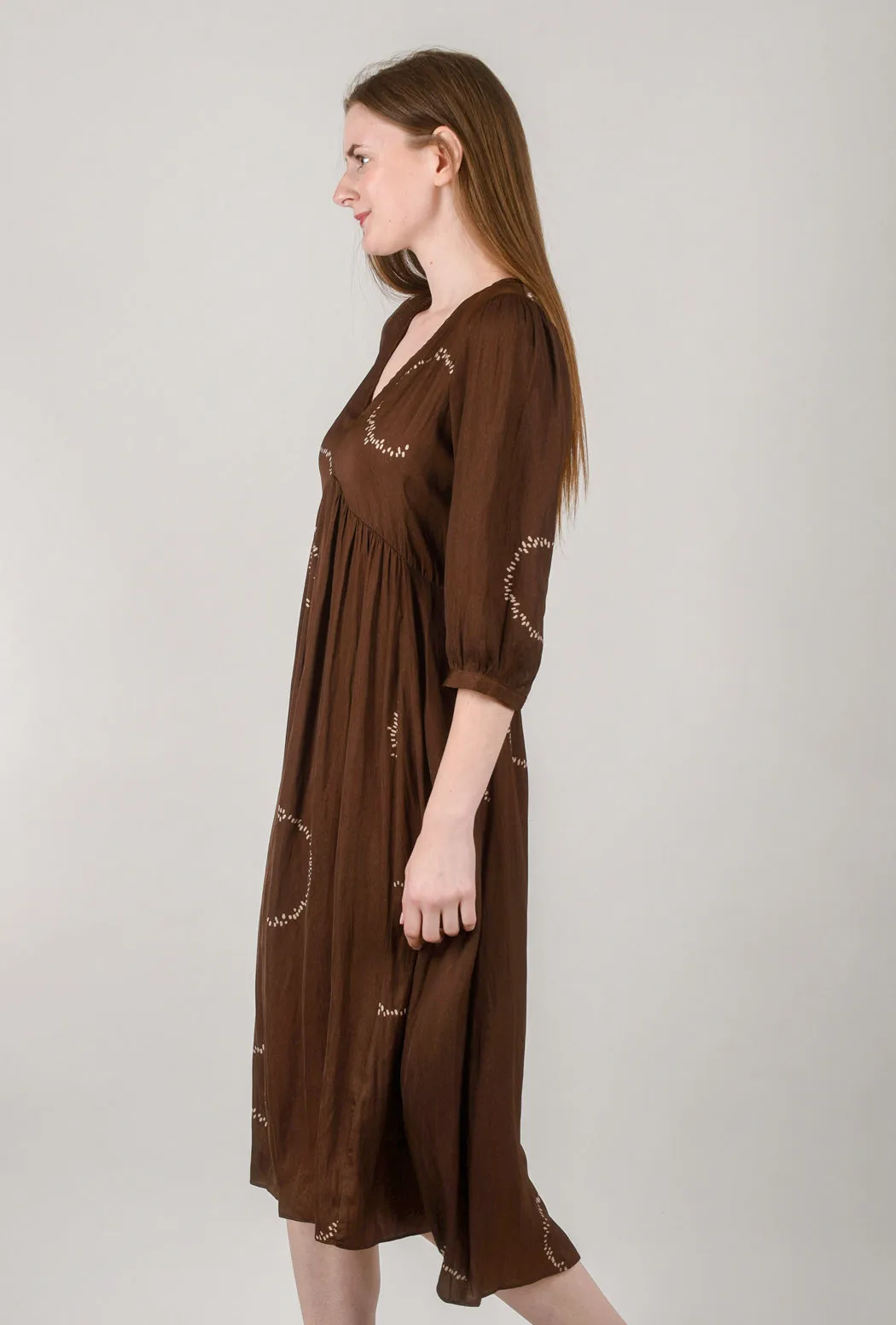 Dotted Circle Midi Dress, Chocolate