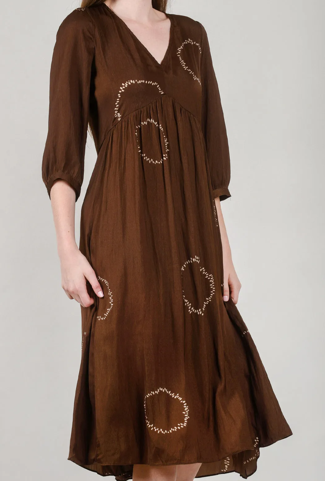 Dotted Circle Midi Dress, Chocolate