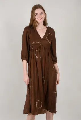 Dotted Circle Midi Dress, Chocolate