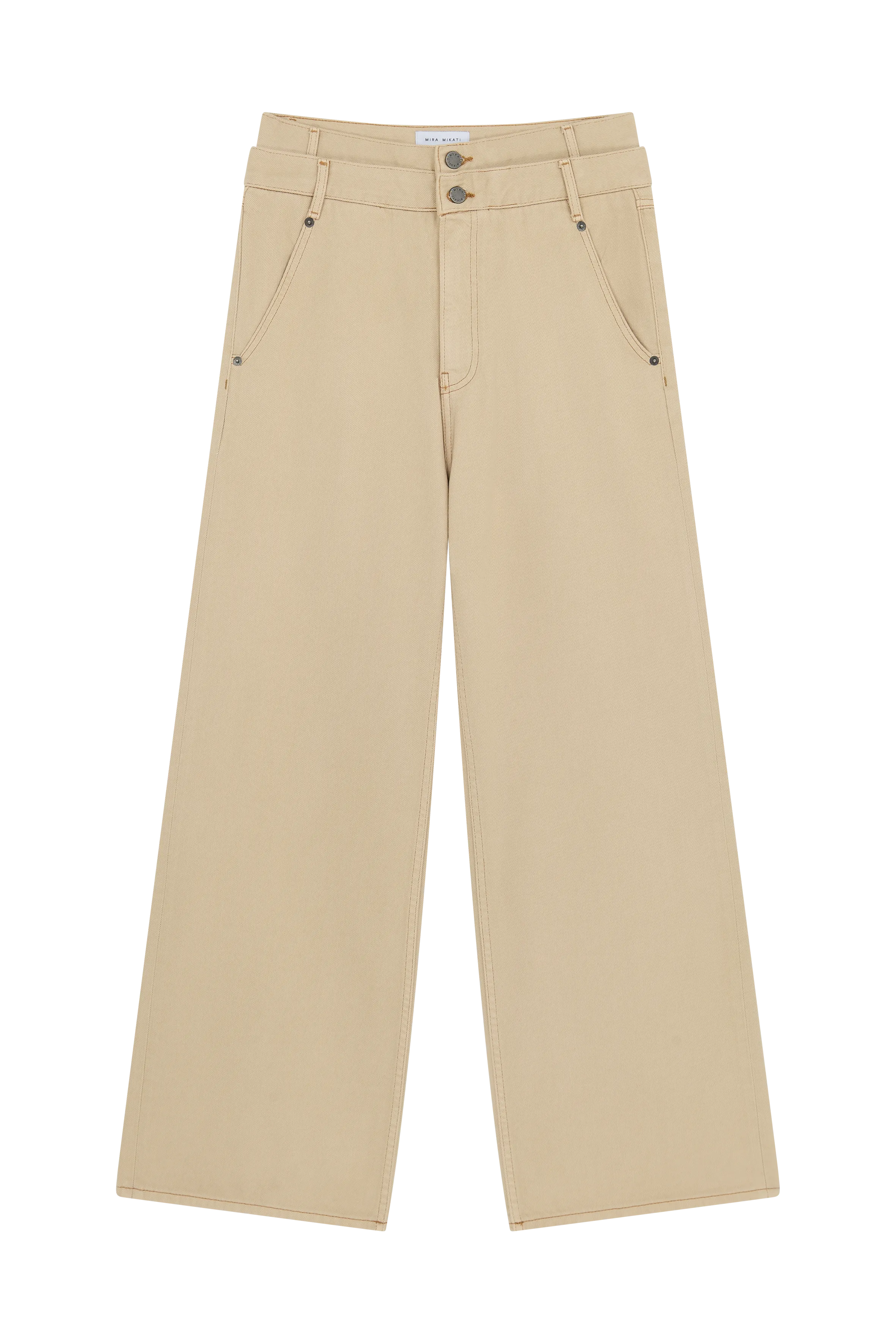 Double Waistband Straight Leg Jeans