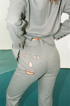 Face cut out Trousers Dark Gray