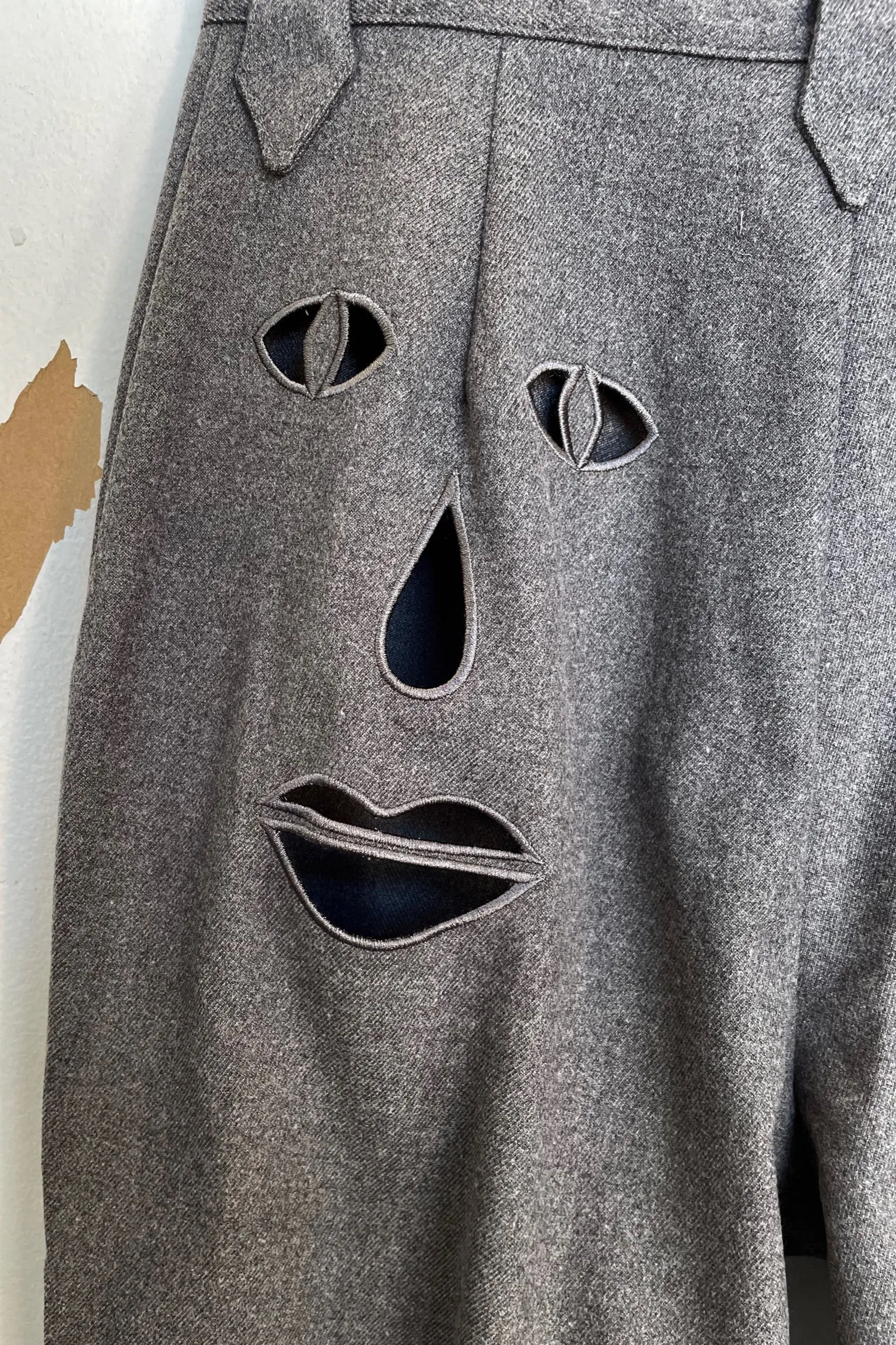 Face cut out Trousers Dark Gray