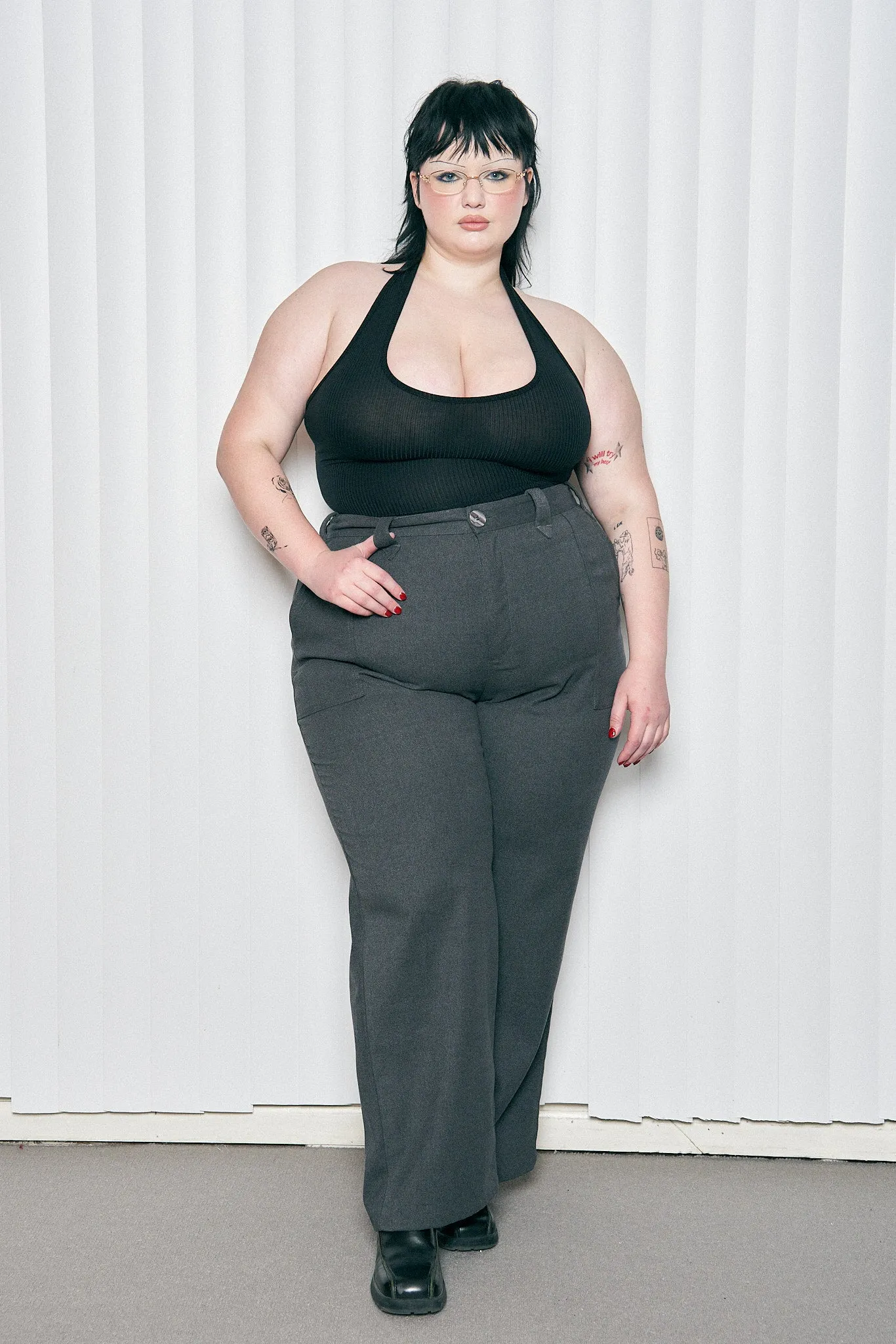 Face cut out Trousers Dark Gray
