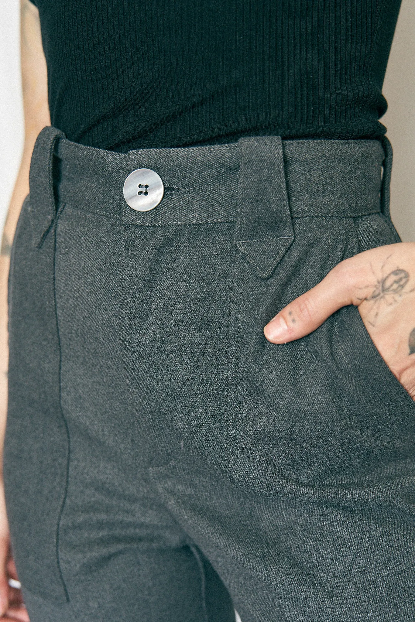 Face cut out Trousers Dark Gray