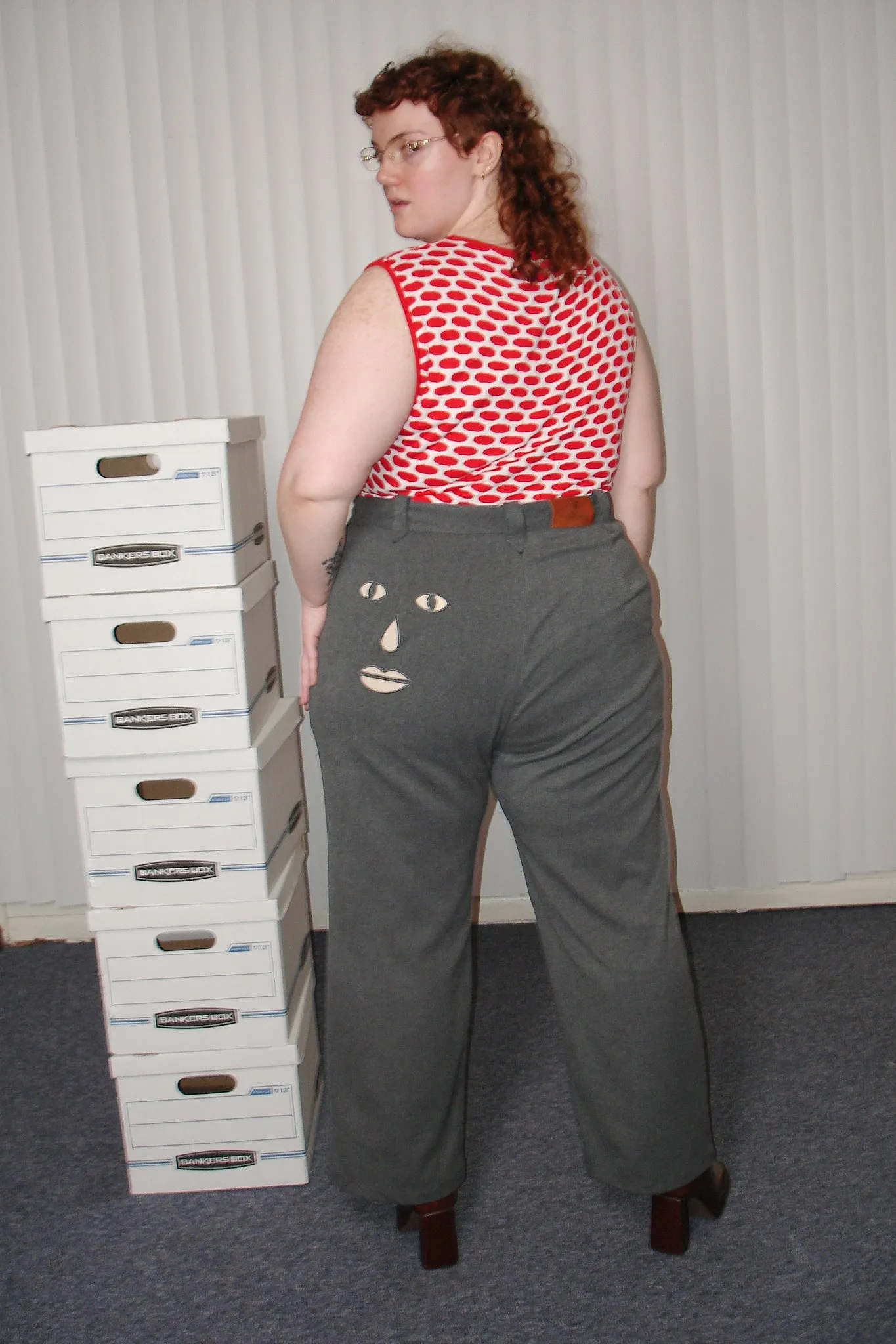 Face cut out Trousers Dark Gray