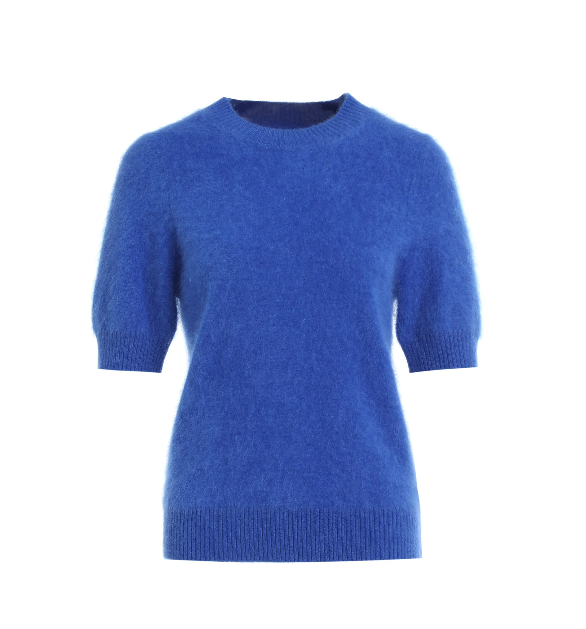 Fleecy Short-Sleeved Brushed Cashmere Top