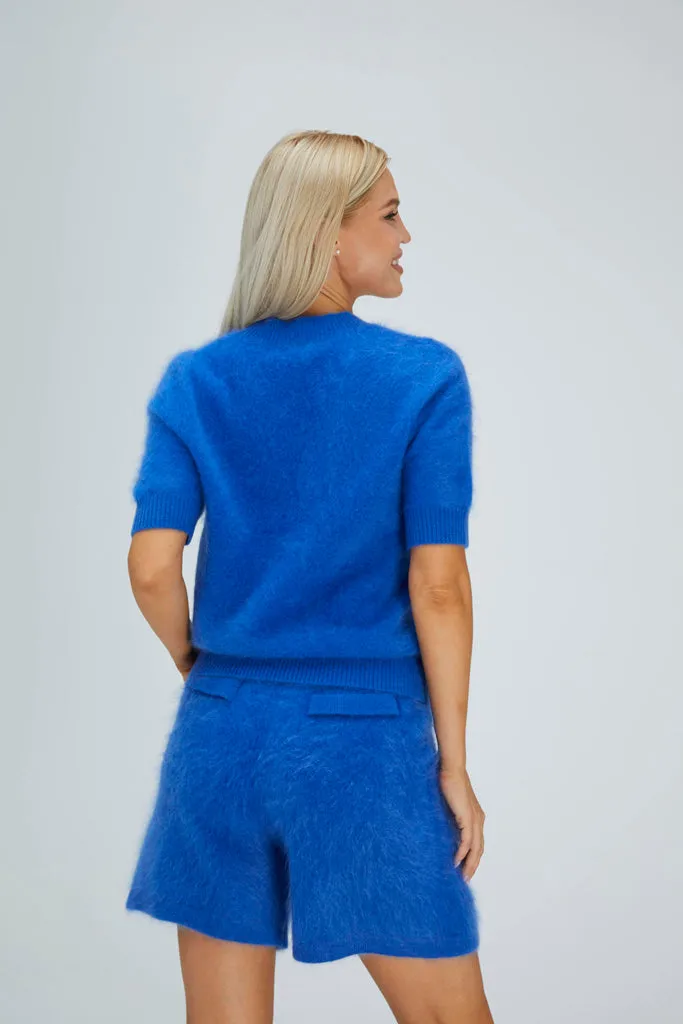 Fleecy Short-Sleeved Brushed Cashmere Top
